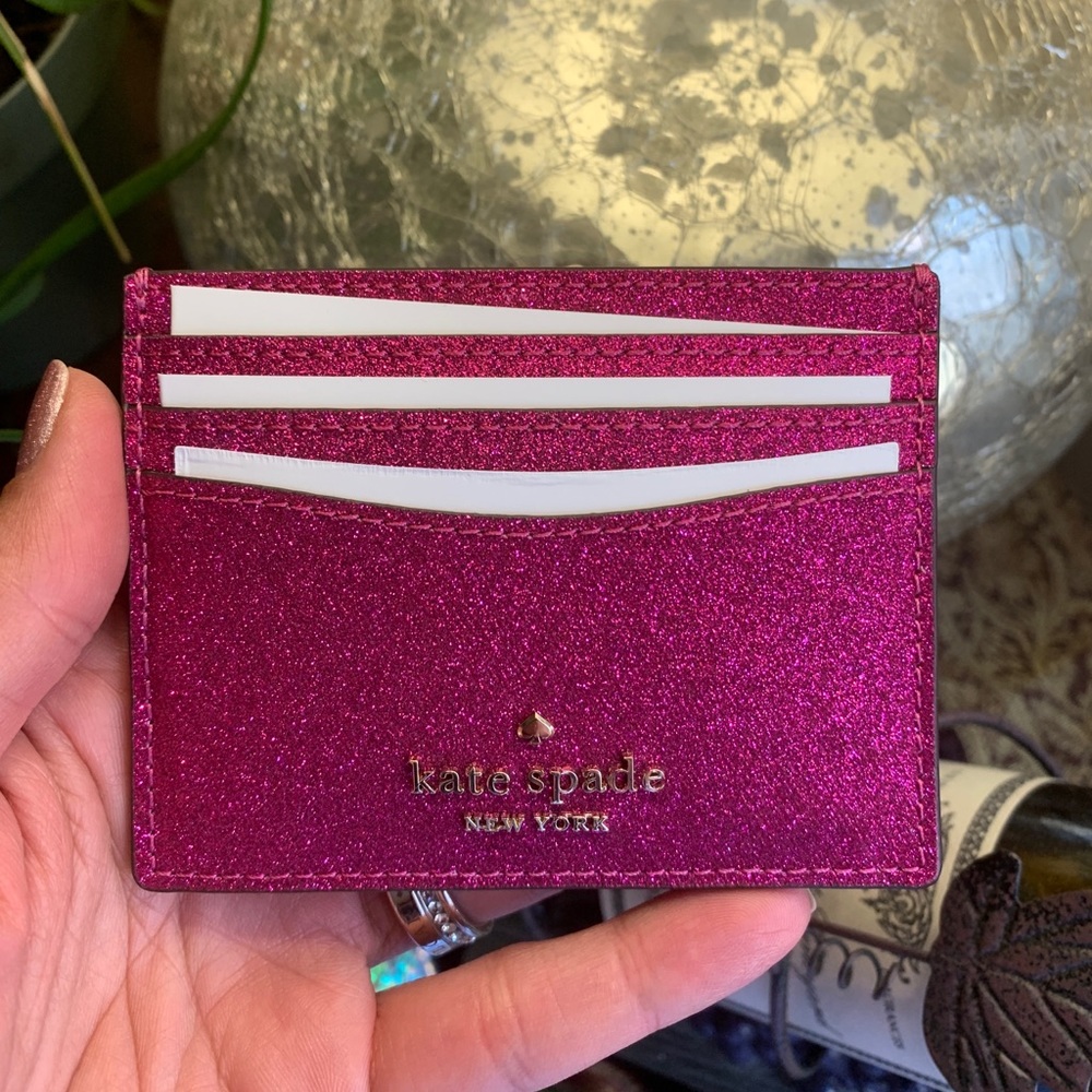 Authentic Kate spade glitter card case in gift box - Picture 2 of 9